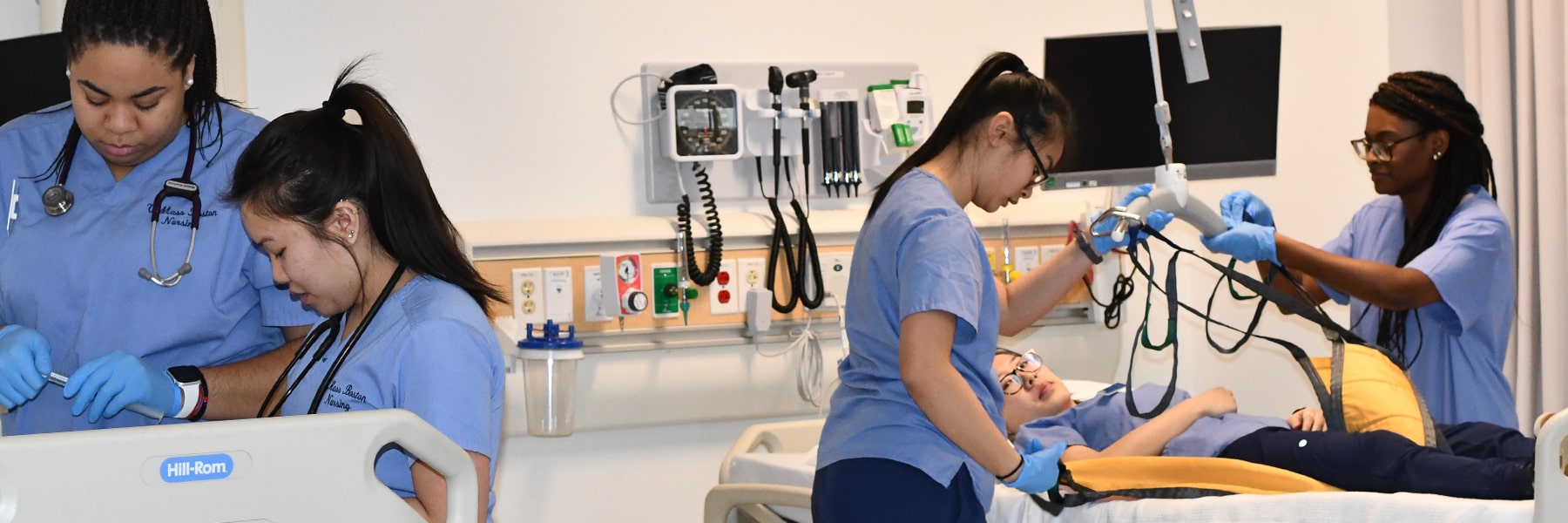 nurses doing clinical work in UMass Boston Nursing facilities