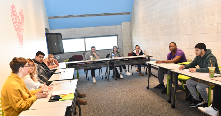 Associate Professor of Philosophy Danielle Bromwich's class meets in the new Humanities Hub. 