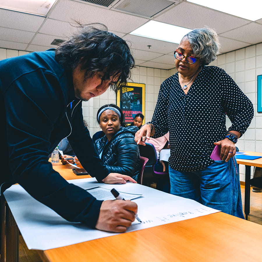 faculty with students in early education graduate class