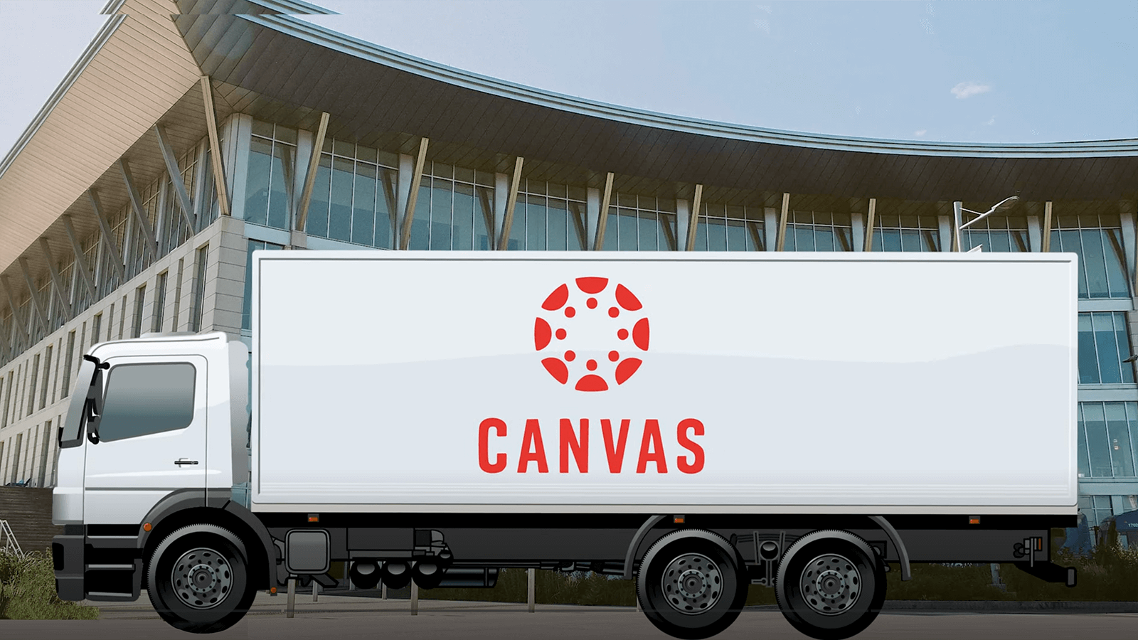 ready for canvas concept image truck with 'Canvas' on side parked in Campus Center circle
