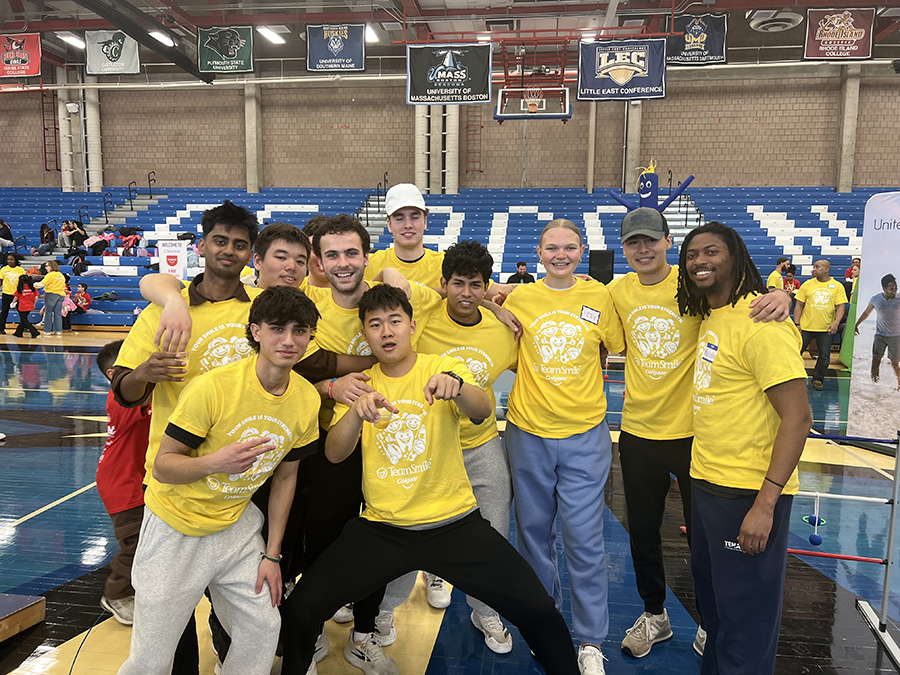 Student athletes help out at the TeamSmile event.