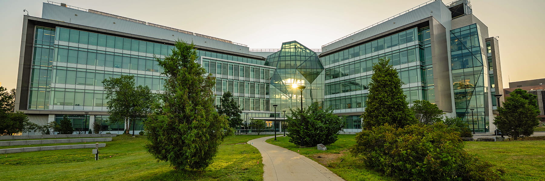 Integrated Sciences Complex at sunrise.