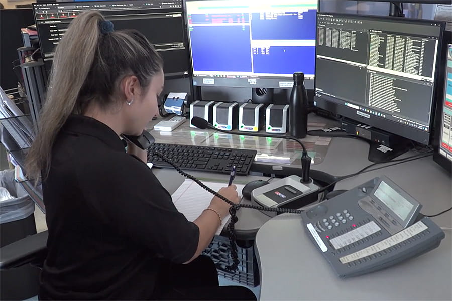 UMass Boston campus police at monitoring station