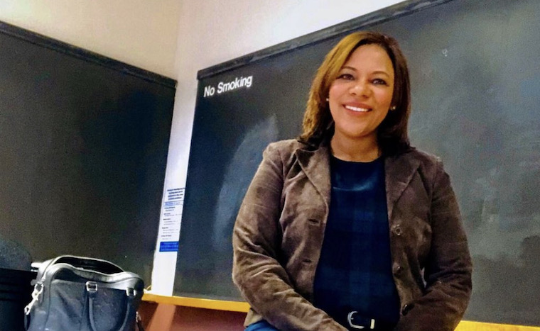 Natalicia Tracy in a UMass Boston classroom