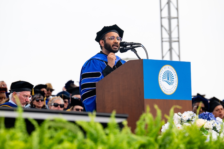 Graduate Student Speaker Sachin Gupta Giving Speech